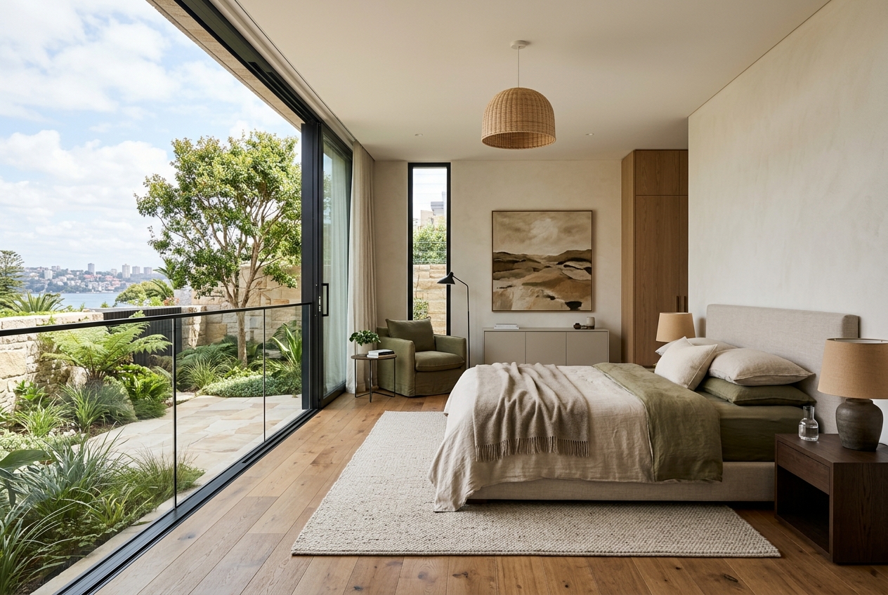 Master bedroom with minimal contemporary design