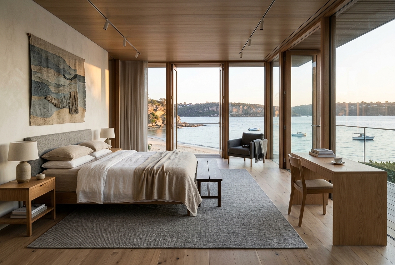 Master bedroom — uninterrupted water views