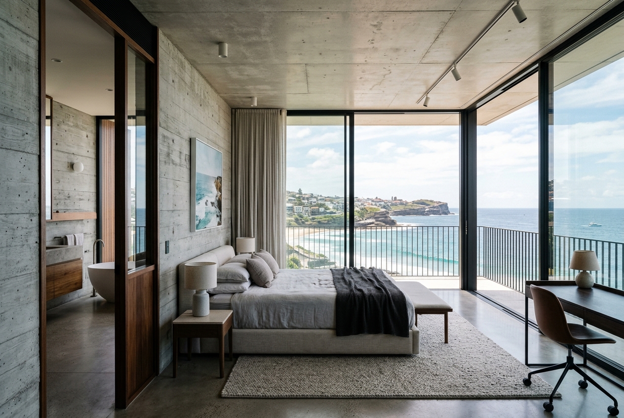Master bedroom overlooking the Pacific